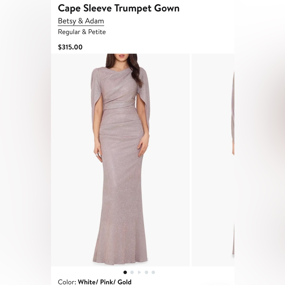 Betsy & Adam size 8 sparkly cape gown